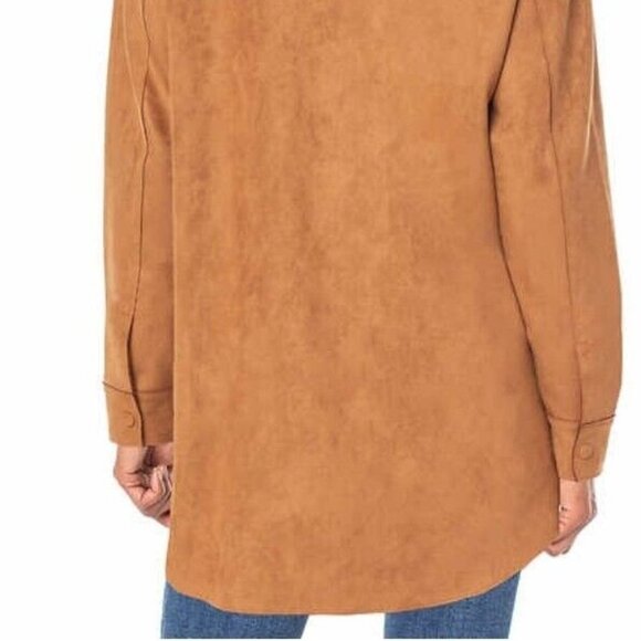 New Well Worn Women's Soft Faux Suede Shirt Jacket Size XXL Brown Longline Boho - Picture 11 of 13